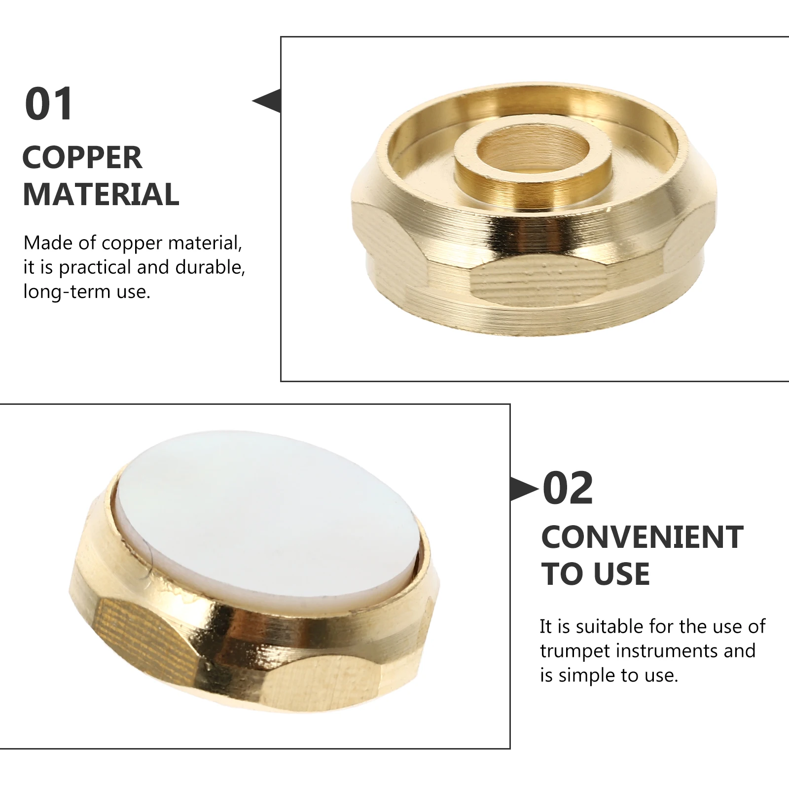 

Golden Copper Button Buckle Trumpet Accessories Small Musical Instrument Parts Durable Piston Tool Simple Use Guarantee