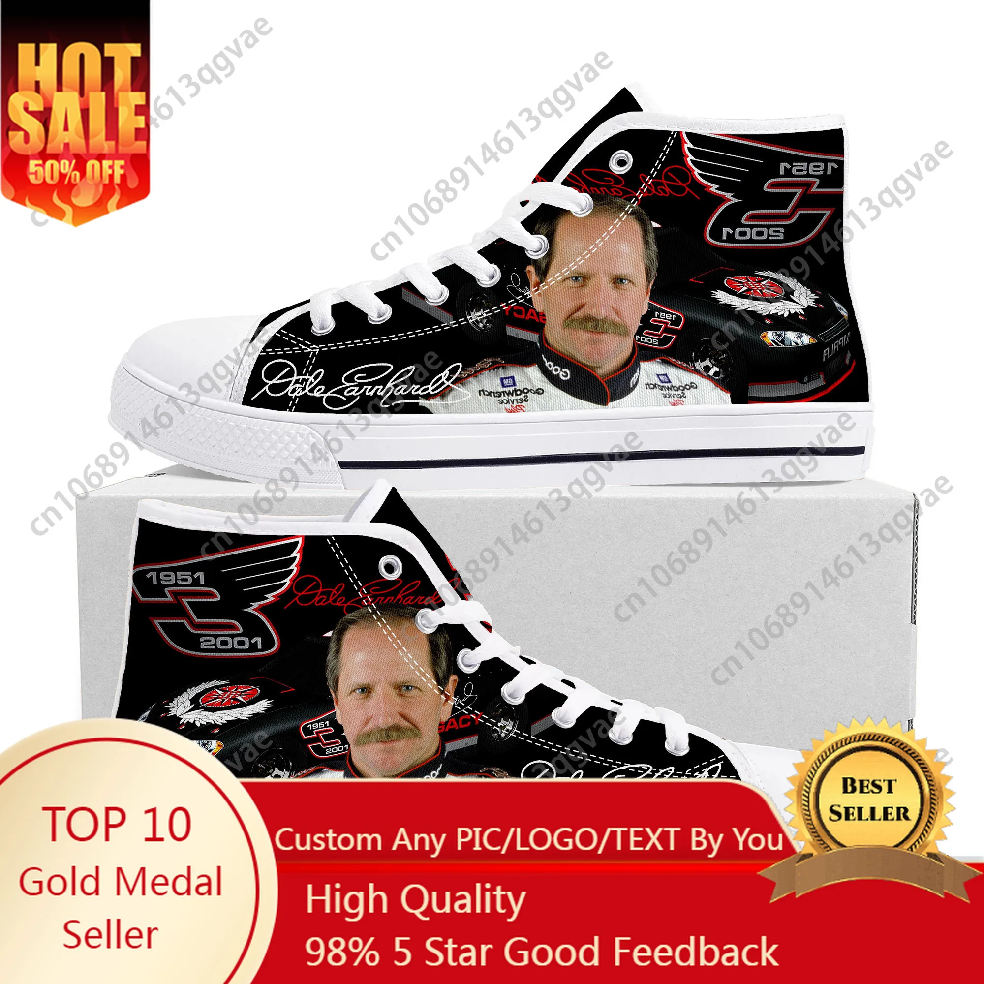 

Dale Number 3 Earnhardt Furry High Top High Quality Sneakers Mens Womens Teenager Canvas Sneaker Custom Made Couple Shoes