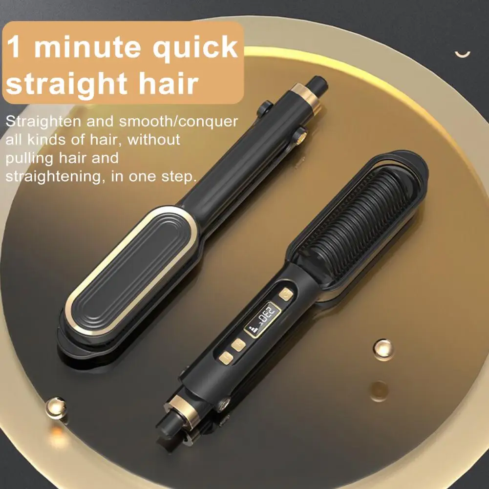 Flat Hair Comb  2-in-1 Hair Straightening Brush  Lazy Straight  Hair Curly  Hair Straightener  Curling Comb with Lcd Display