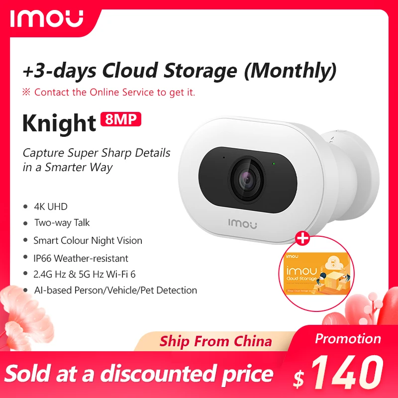 

IMOU Knight 4K UHD Outdoor Security Wifi CCTV Surveillance Camera AI-based Person/Vehicle/Pet Detection