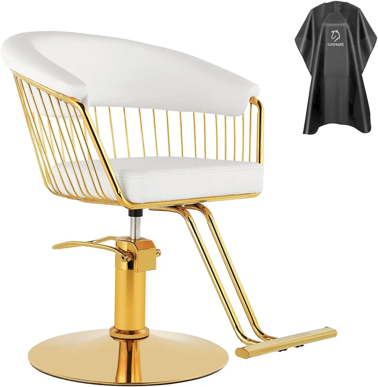 כיסא מספר סלון כיסא 360 מעלות מתגלגל כיסאות מספר כסאות שיער הידראולי עומס-נושאת 330 ליברות לבן