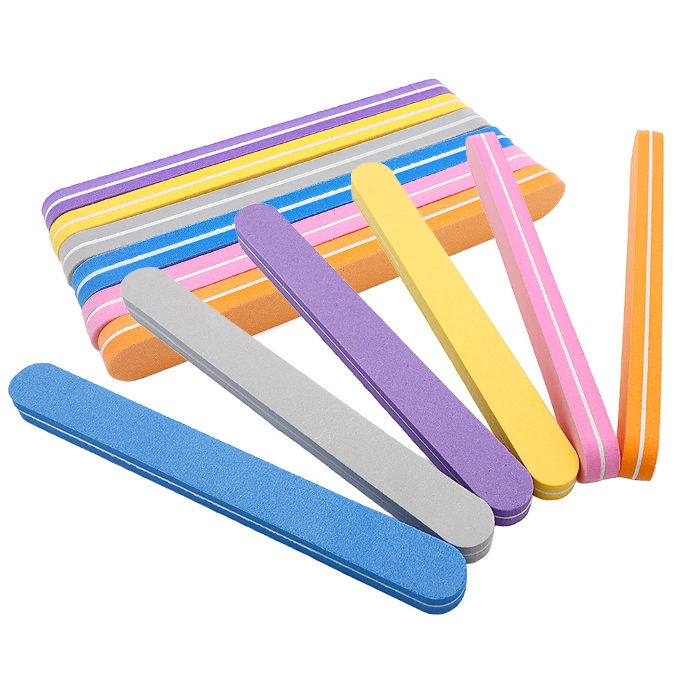 5 Stück/10 Stück Nagelschwammfeile, Körnung 100/180, doppelseitiges Schleifpapier, Schaumstoff, Schmirgel, gerade Polierer, Pufferfeilen