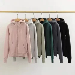 Lemon Women Scuba Outerwear Sports Hoodie Fall/Winter Thicken Warm Slim-Fit Long Sleeve Hooded Sweatshirts Define Jackets Coat