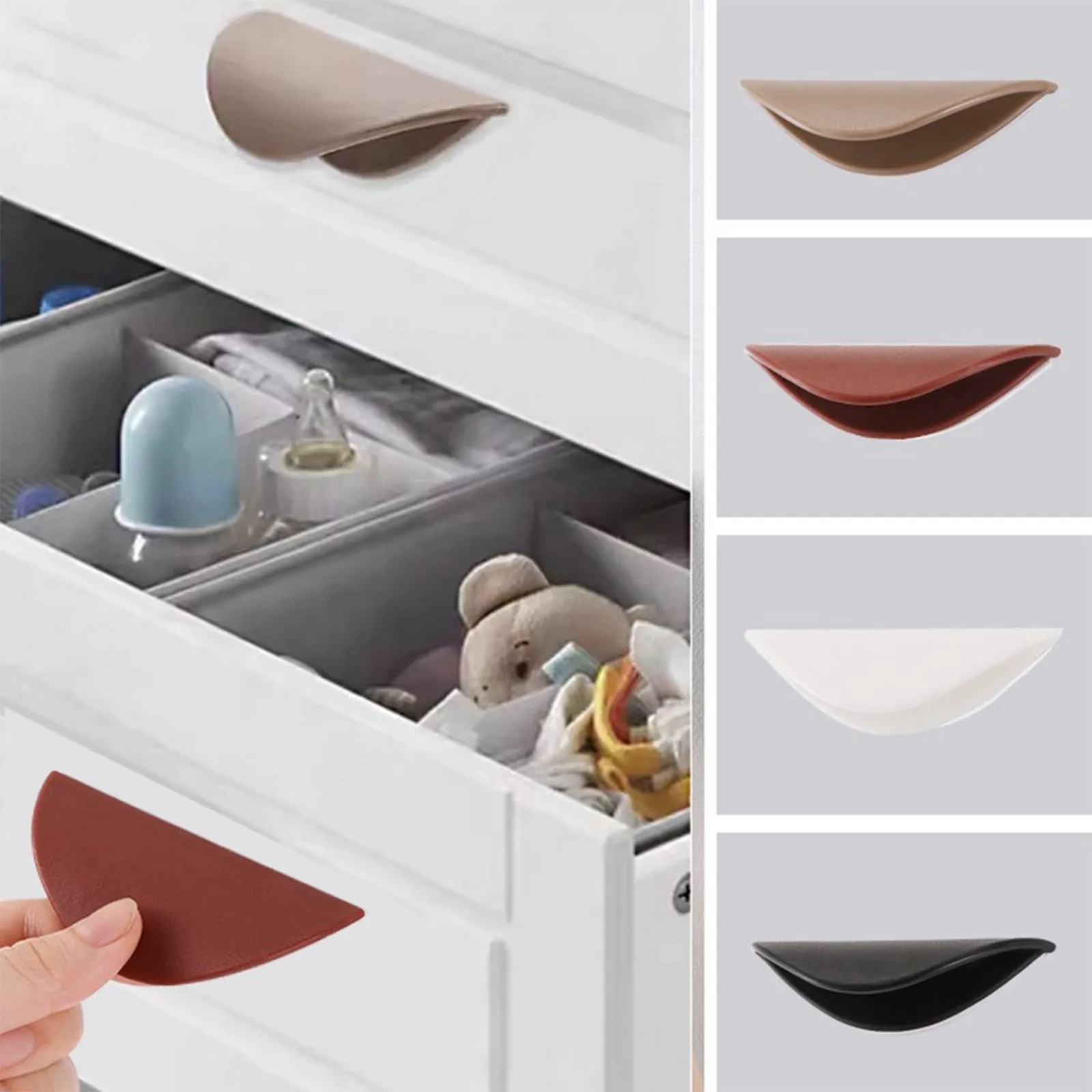 No-Drill Plastic Drawer Pull Windows and Doors Handle Semi-Circular Handle Cabinet Drawer Sticky Sliding Door Auxiliary Handle