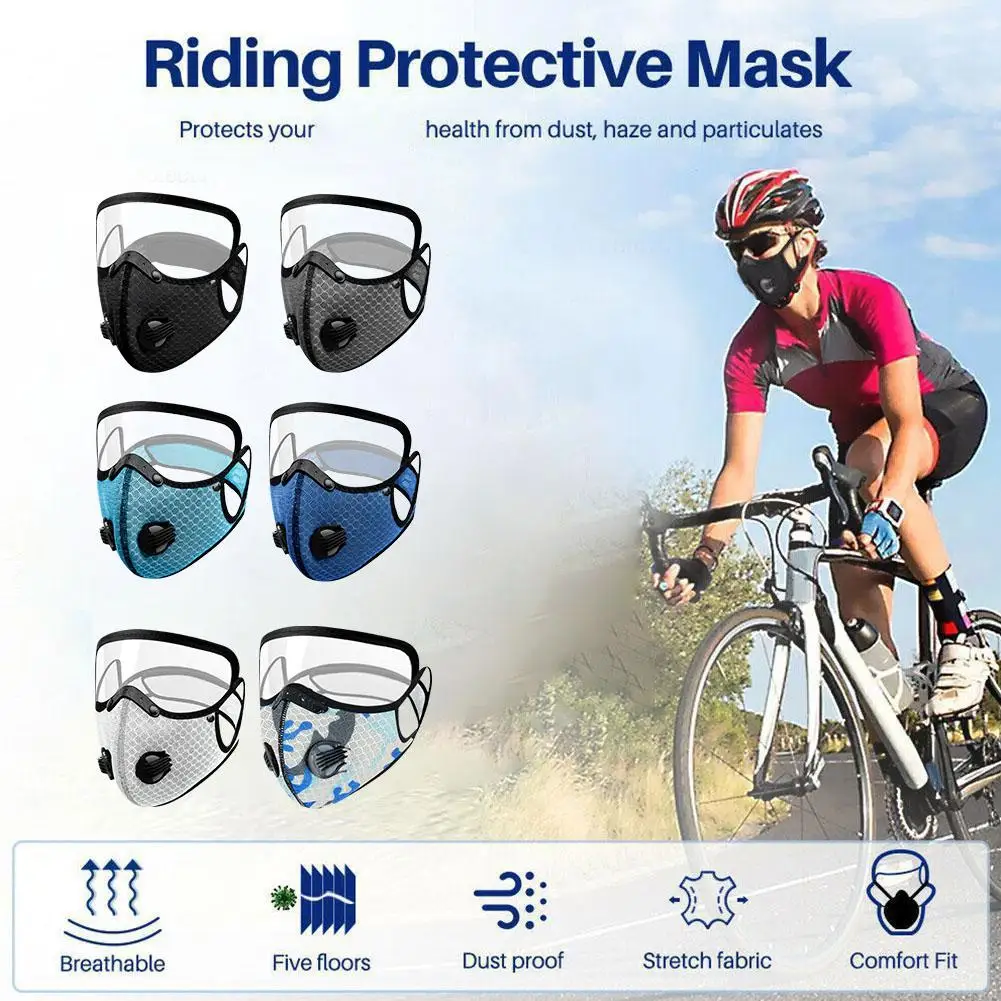 Cycling Face Mask With Filter Dust Mask Sport Washable Reusable Filters Bandana Facemask Unisex Actived Summer Carbon D5D2