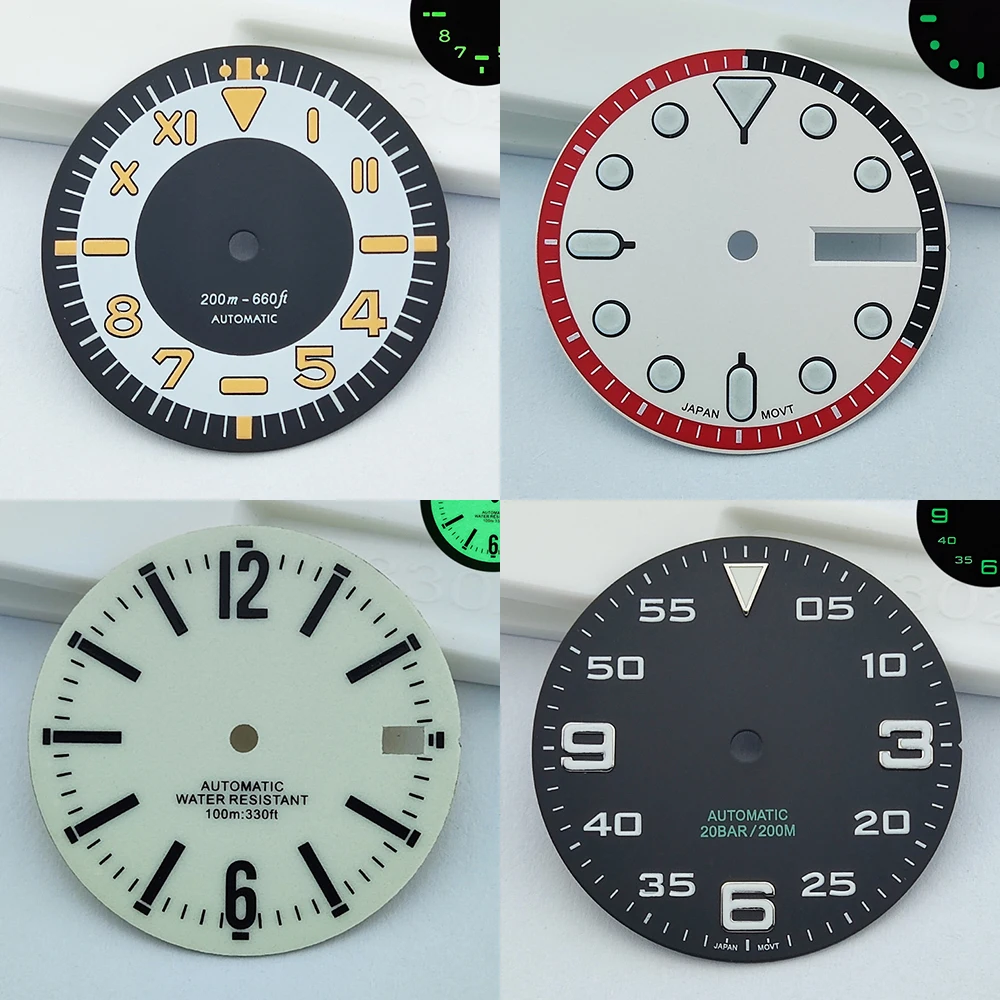 28.5mm New Styles Watch Dial nh35 Sterile Dial Green Luminous Watch Face Watch Parts  Fit NH34/NH35/NH36 Movement