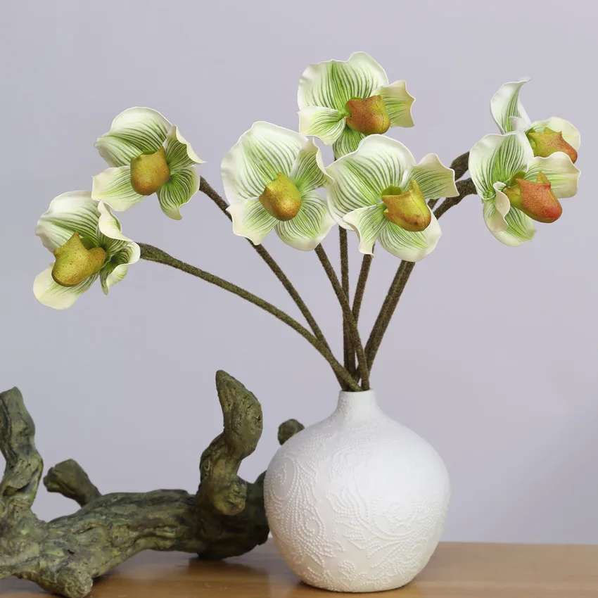 Artificial Paphiopedilum Flowers Home Wedding Table Room Decoration Gift F1138