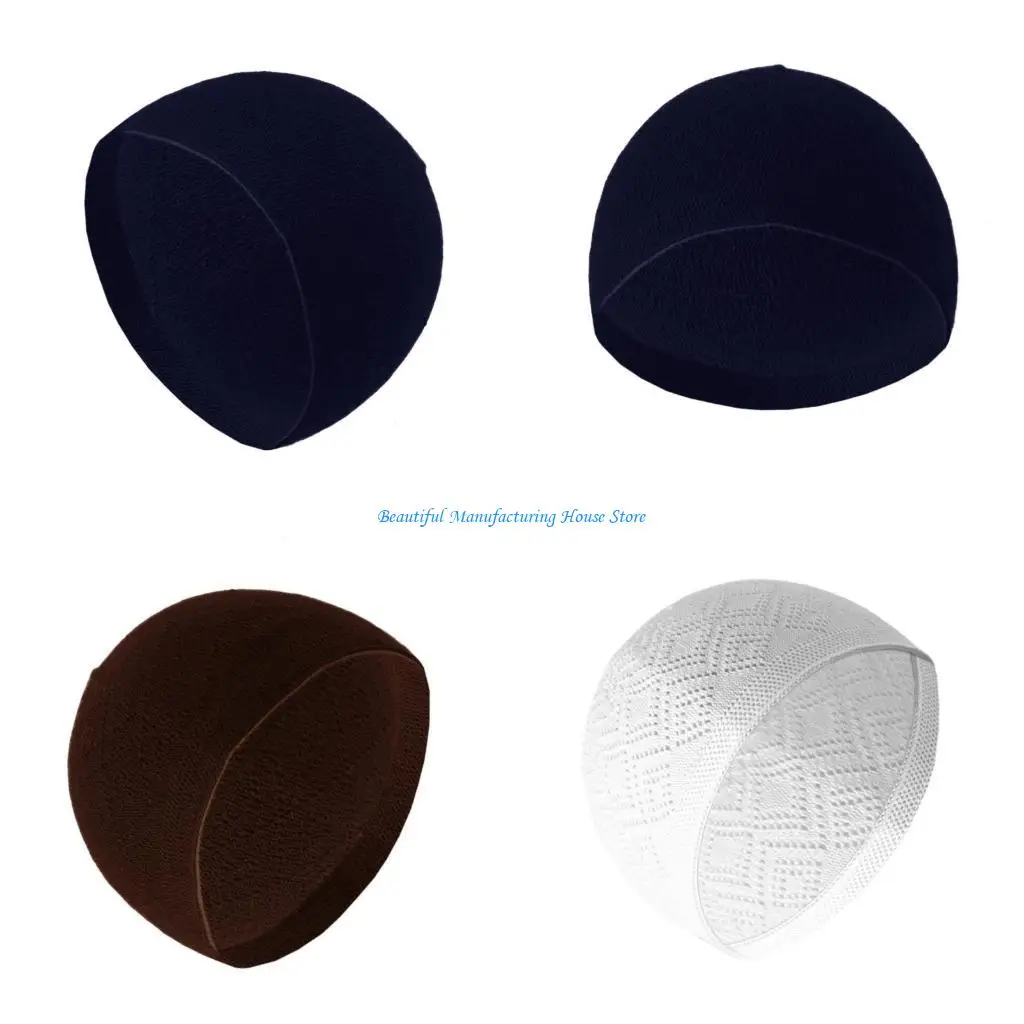 E56A Ceremony Hat Breathable Muslims Hat Embroidered Worships Hat Men's Skull Hat Suitable for Various Occasion