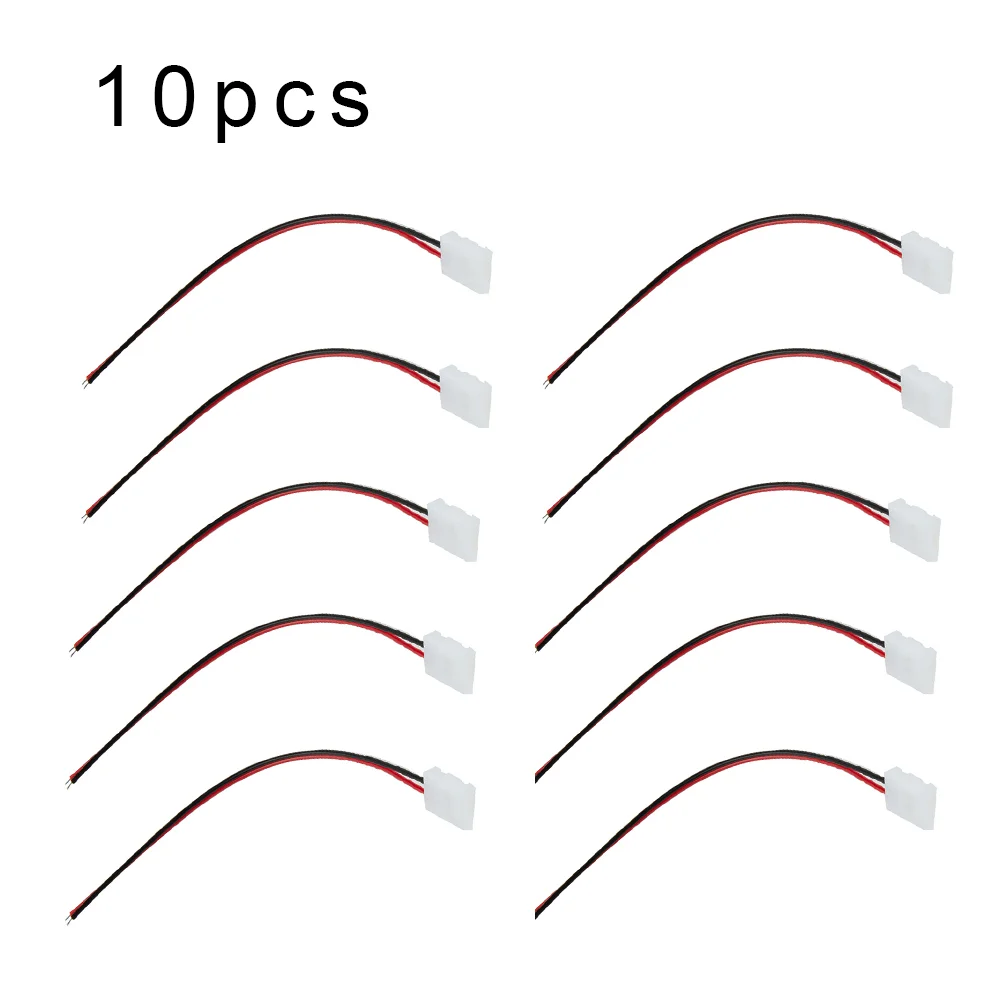 Fácil de usar, 10 Uds., unión de conector, junta de Clip con cable para tira de LED de 8mm, 3528 2835, colores blanco y negro