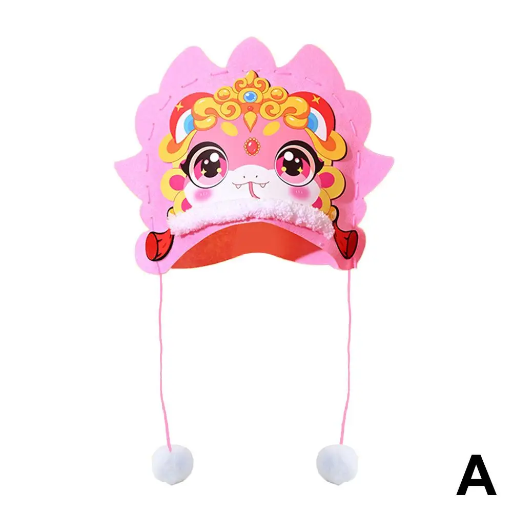 New Year Spring Festival New Year's Day Snake Year Gift Handmade Hat DIY Kindergarten Non-woven Cute Material Material Pack Q8X5