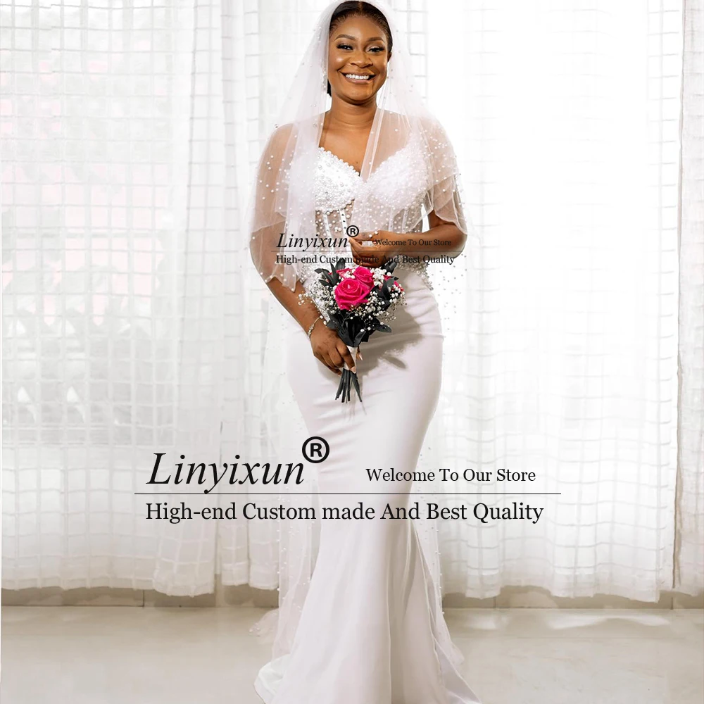 

Elegant Beading Wedding Dresses African 2025 Spaghetti Strap Mermaid Bridal Gowns for Woman Customized Sleeveless robe de mariée