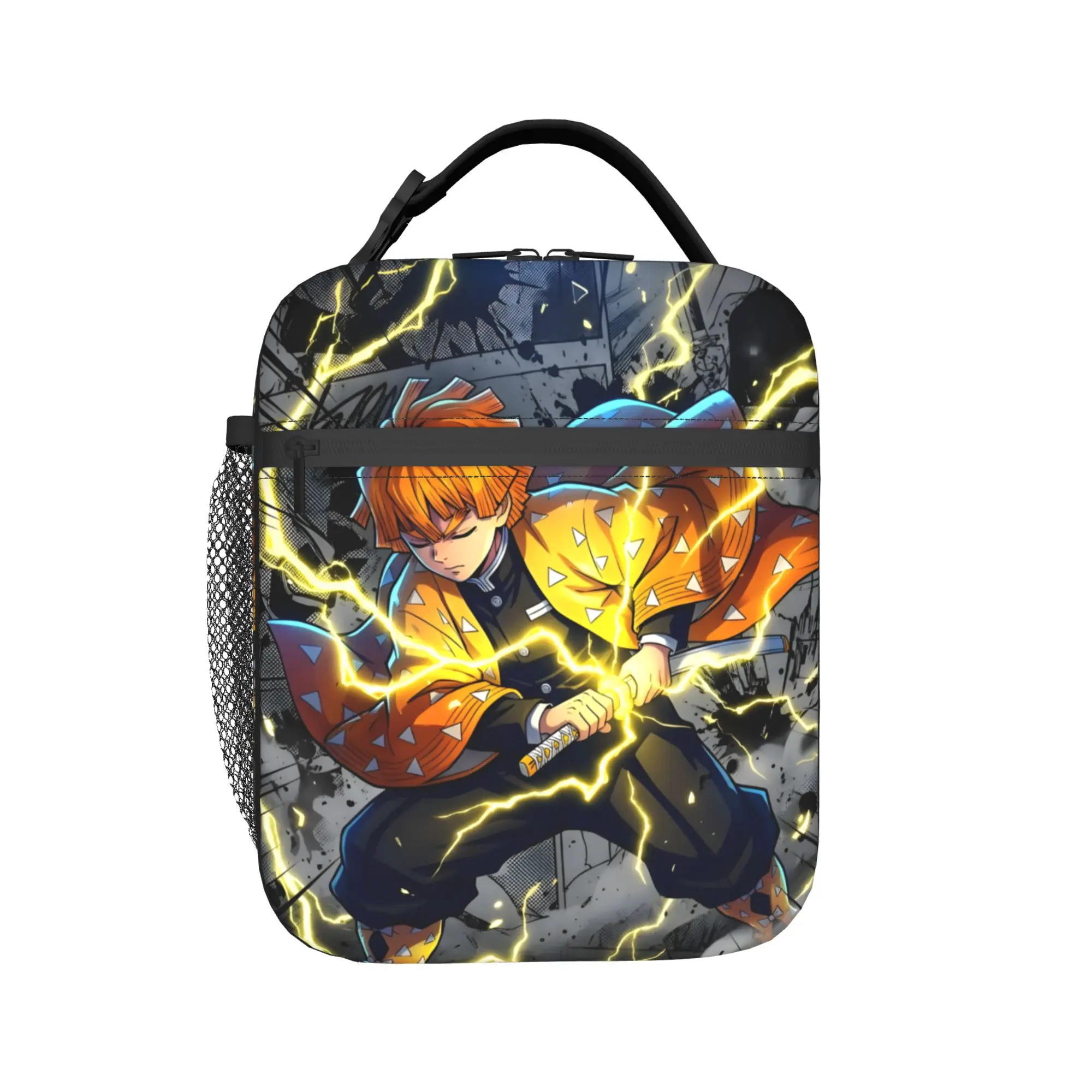 Custom D-Demons Slayers Insulated Lunch Bag for Women Waterproof Cartoon Anime Cooler Thermal Lunch Tote Office Work School