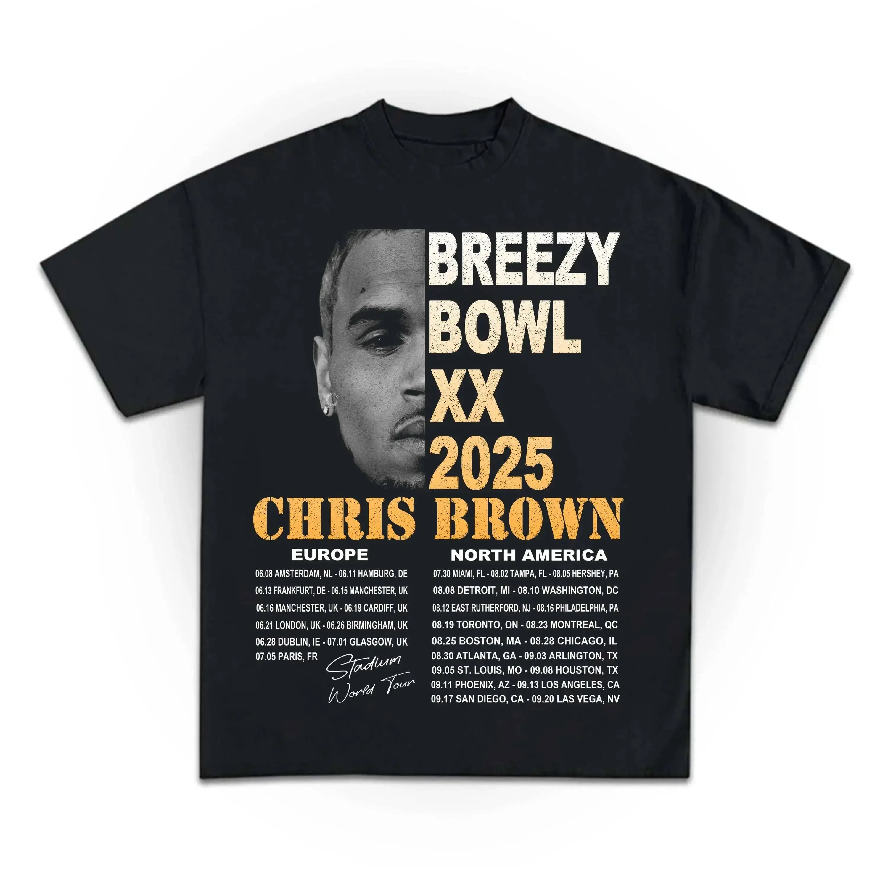 

Fashion Brown Tour Breezy Bowl T-Shirt Men's Women's Short Sleeve Cotton T-Shirt Chris Brown Shirt Summer Y2k Top Men's Clothing