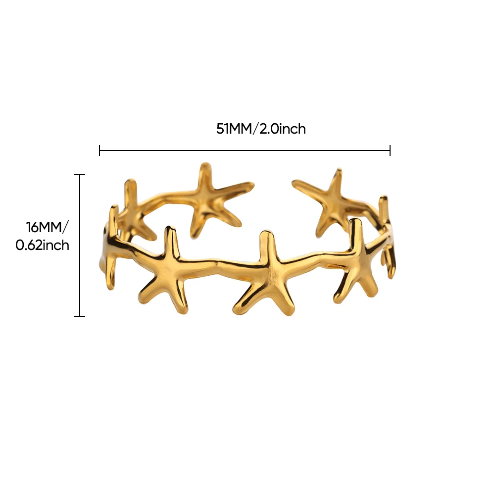 Starfish Bangles for Women Summer Stainless Steel Cuff Bracelets 2024 Trend Female Charm Jewelry Wrist Accessories pulseras BFF
