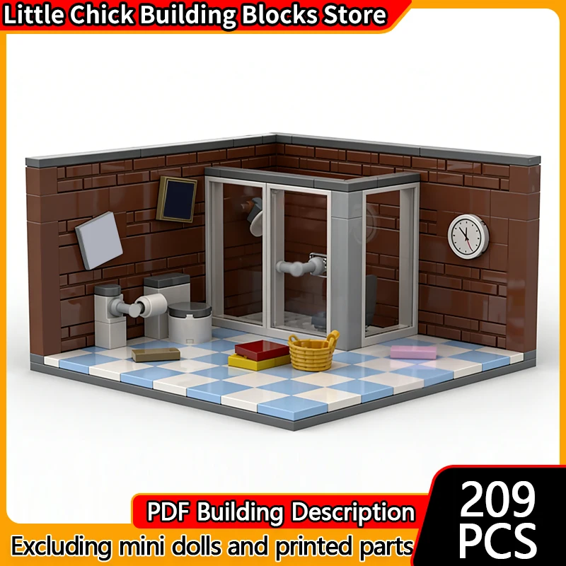 

City Street View Model MOC Building Bricks House Bathroom Scene Modular Technology Children Holiday Gifts Assemble Toys Suit