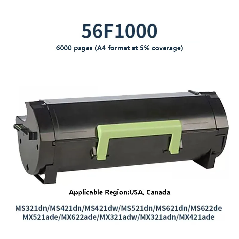 Compatible Black Toner Cartridge 56F1000 North America Region For Lexmark MS321 MS421 MS521 MS621 MS622 MX321 MX421 MX521 MX522