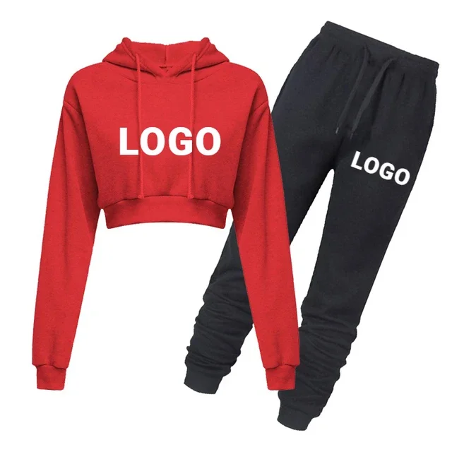 Custom LOGO Women Tracksuit Brand Short Sweatshirts and Pants Outfits Spring Autumn Fashion Casual DIY Female 2 Piece Set