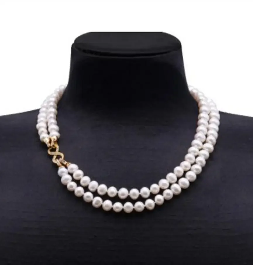 

Fine jewelry 9.5-10mm White Freshwater Pearl Necklace Strand with Multiple-use