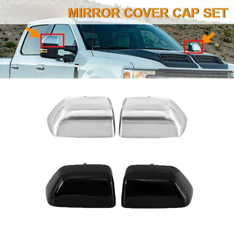 1Pair Car Rearview Mirror Side Cover Cap Wing Mirror Cover Trim For Ford F-250 F-350 F-450 F-550 Super Duty 2017 2018 2019-2023