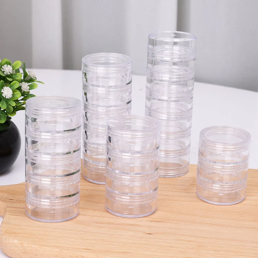 Mini Multilayer Stackable Clear with Cover Round Jewelry Storage Box Eye Cream Box Makeup Organizer Face Cream Box