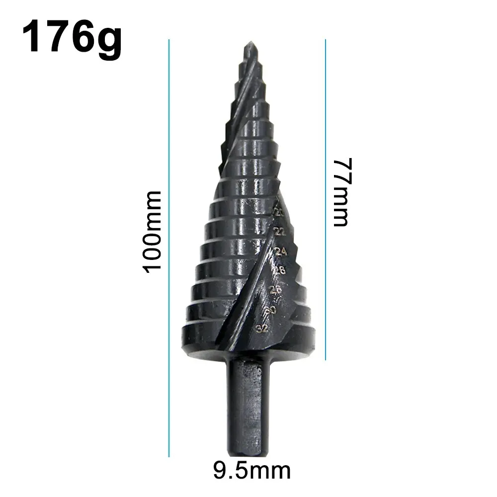 1PC High-speed Steel Nitrided Black Spiral Groove Triangular Handle Step Drill Metric 4-32mm Pagoda Drill Hole Opening Tool
