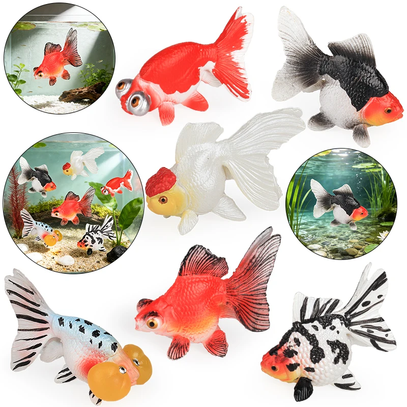 Oenux New Ocean Animals Simulation Clown Fish Goldfish Sea Life Model Action Figures PVC Miniature Decoration Education Kids Toy