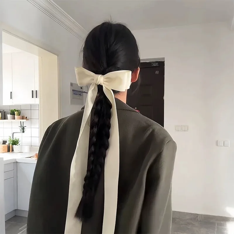 Süße Haarspange mit Schleifenband für Mädchen, romantischer, modischer Haarschmuck im französischen Stil, Haarspangen für Damen, niedliche Haaraccessoires. – Detail 3