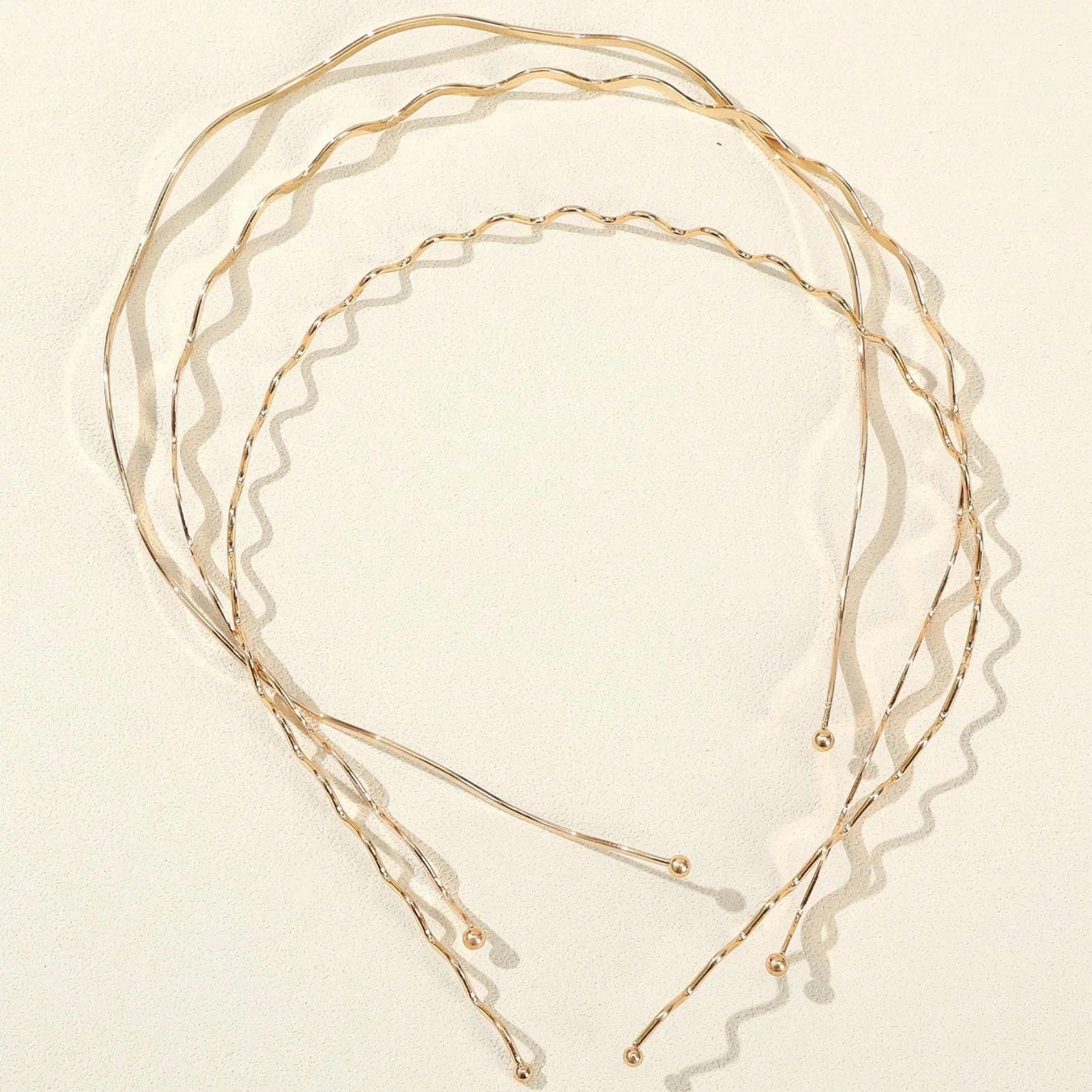 3PCS Damen Metall Gold Thin Wave Stirnbänder, minimalistische und praktische Bang Haarbänder, ultra-minimalistische elegante Haar-Accessoires ( – Detail 4