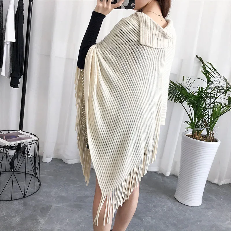 Spring Autumn Nordic Design Button High Lapel Cape Bright Silk Sweater Loose Pullover Sleeveless Lady Outside Coffee