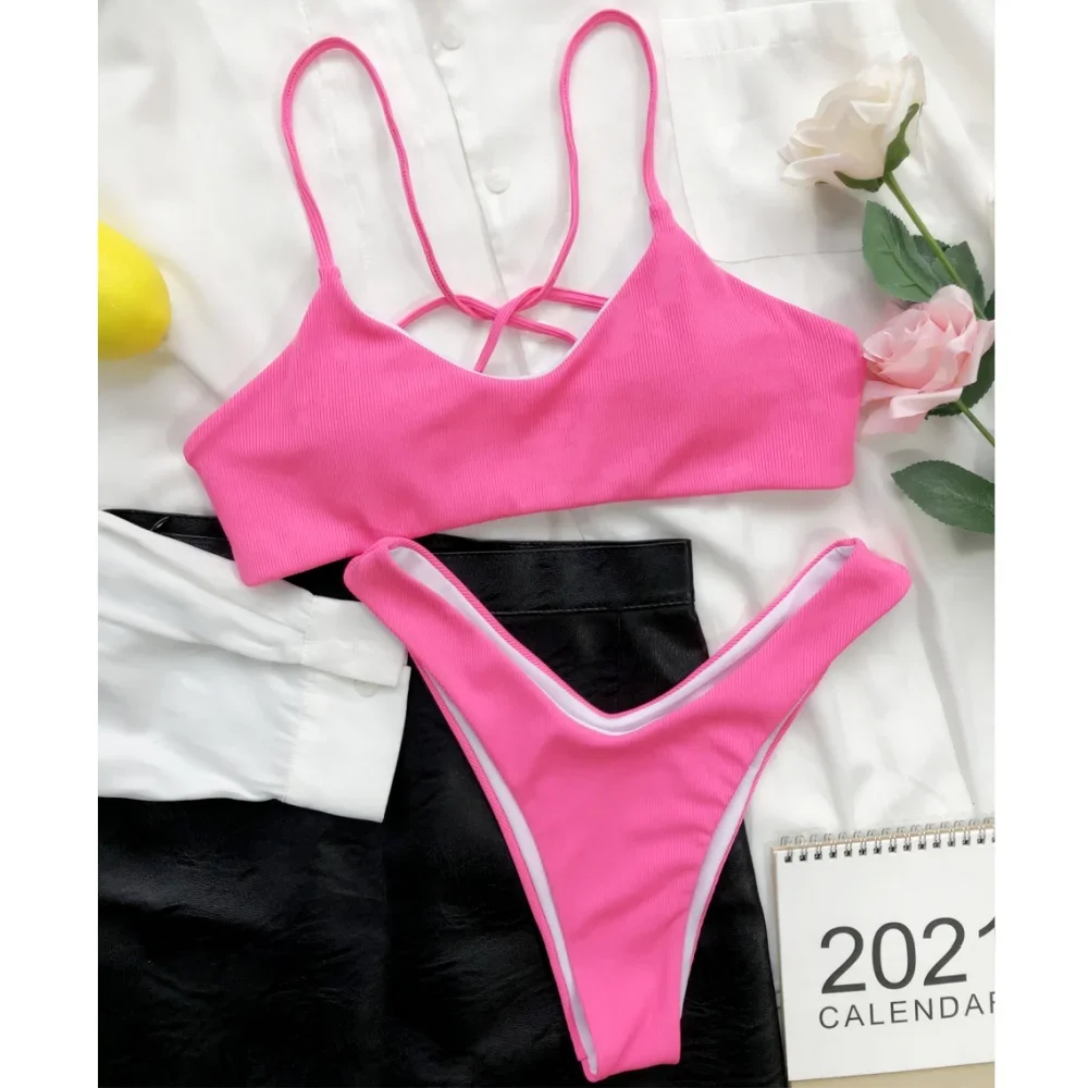 

Бикини с микро-струнами и открытой спиной, бандажный купальник Y2K, женский купальник из двух предметов, бразильские пляжные наряды, купальные костюмы, танга