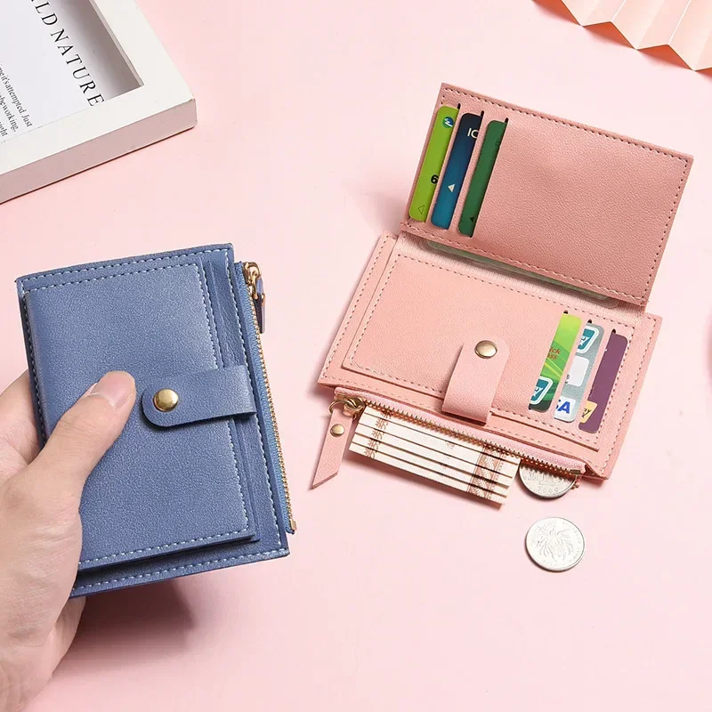

Women Fashion Small Wallet Purse Solid Color PU Leather Mini Coin Purse Wallet Credit Card Holder Bags