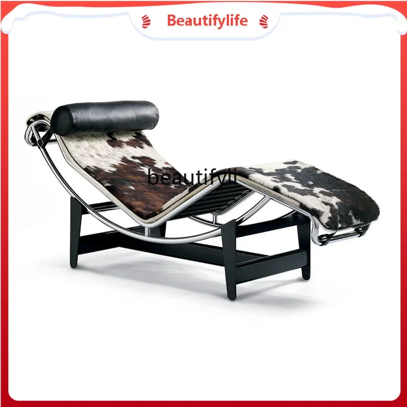 

sscn8617 Italian Minimalist Recliner Natural Milk Cowhide Italian Designer Ergonomic Leisure Chair living room furniture