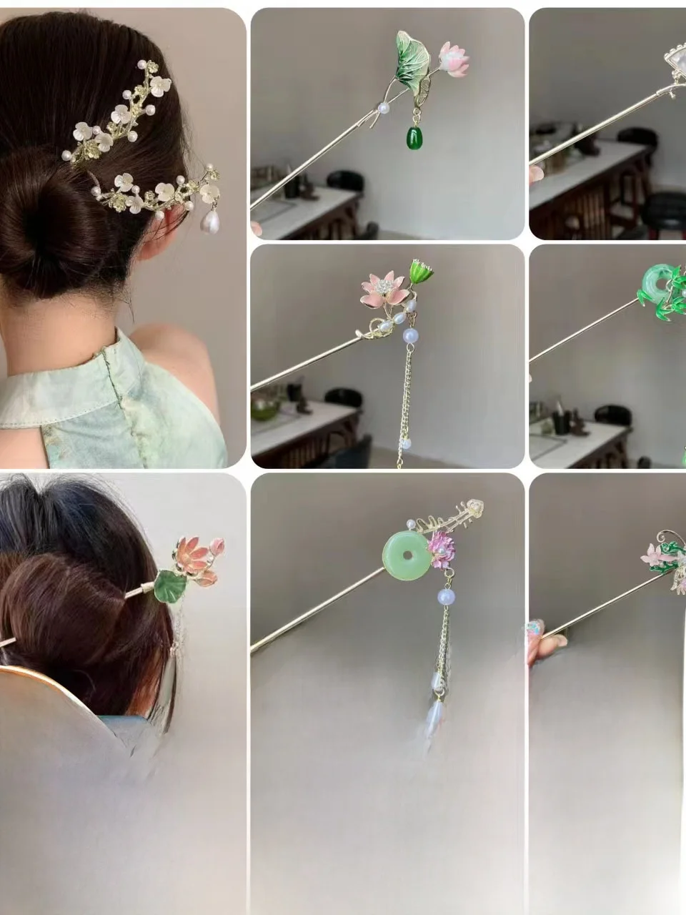 

Новая китайская заколка для волос из сплава с цветочным принтом, аксессуары для волос, традиционные украшения для волос Hanfu, повседневные парикмахерские головные уборы