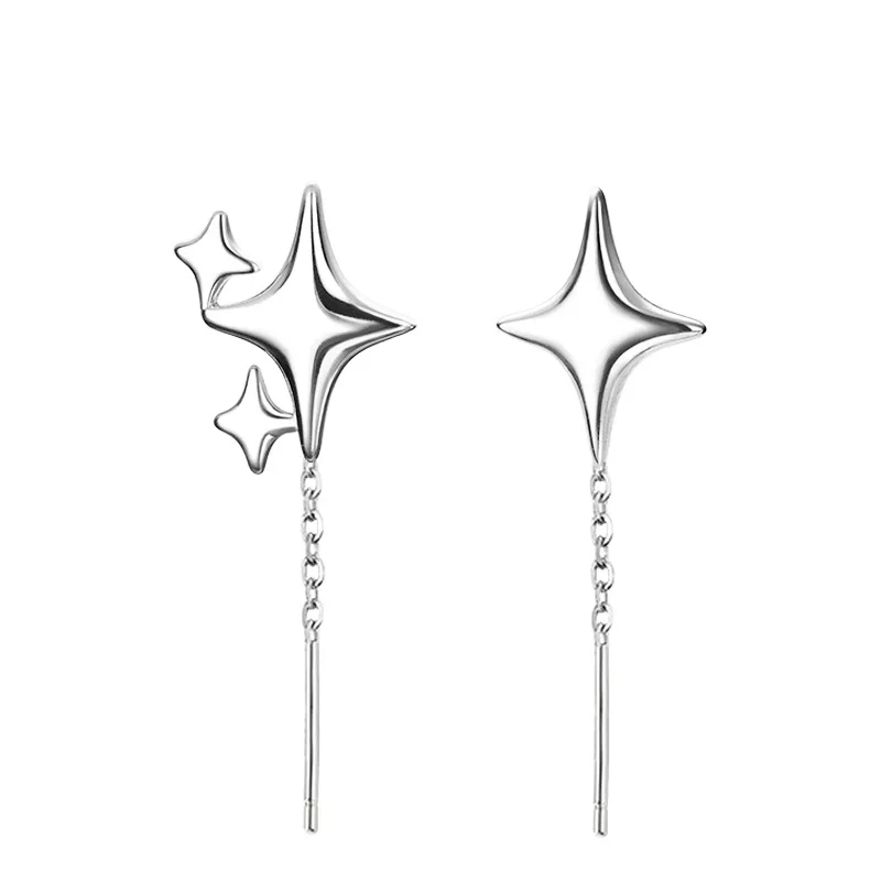 

925 Sterling Silver Star Earring for Women Girl Simple Tassels Chain Fashion Office Jewelry Gift Dropshipping
