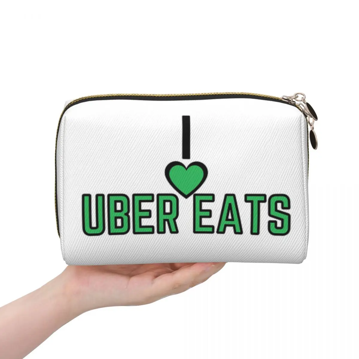 أنا أحب Uber Eats Driver Font توصيل الطعام للنساء حقائب مستحضرات التجميل للسفر منظم المكياج حقيبة تخزين أدوات الزينة صندوق أدوات Dopp