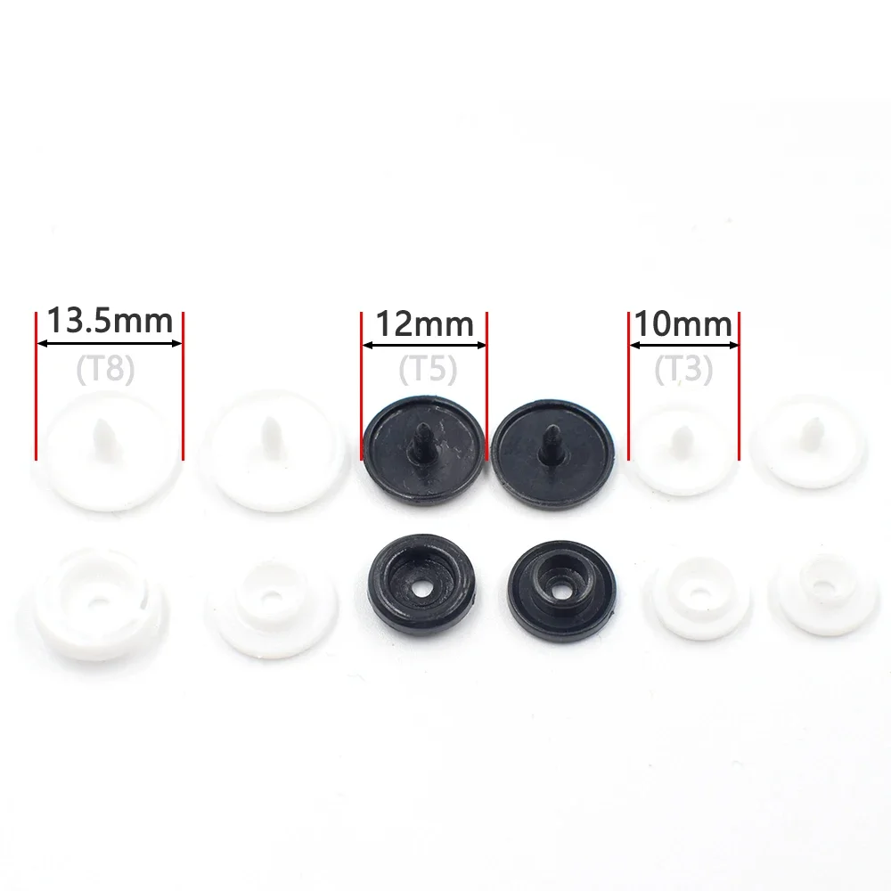 1000sets Round Plastic snap Buttons T3/T5/T8 baby clothes Diaper press Studs Fasteners Clips for DIY clothing bulk accessories