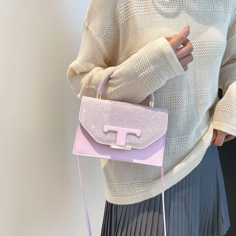 ​ 2023 Новая женская маленькая квадратная сумка, модная лоскутная сумка через плечо, элегантная сумка-тоут для ежедневных поездок на работу ​