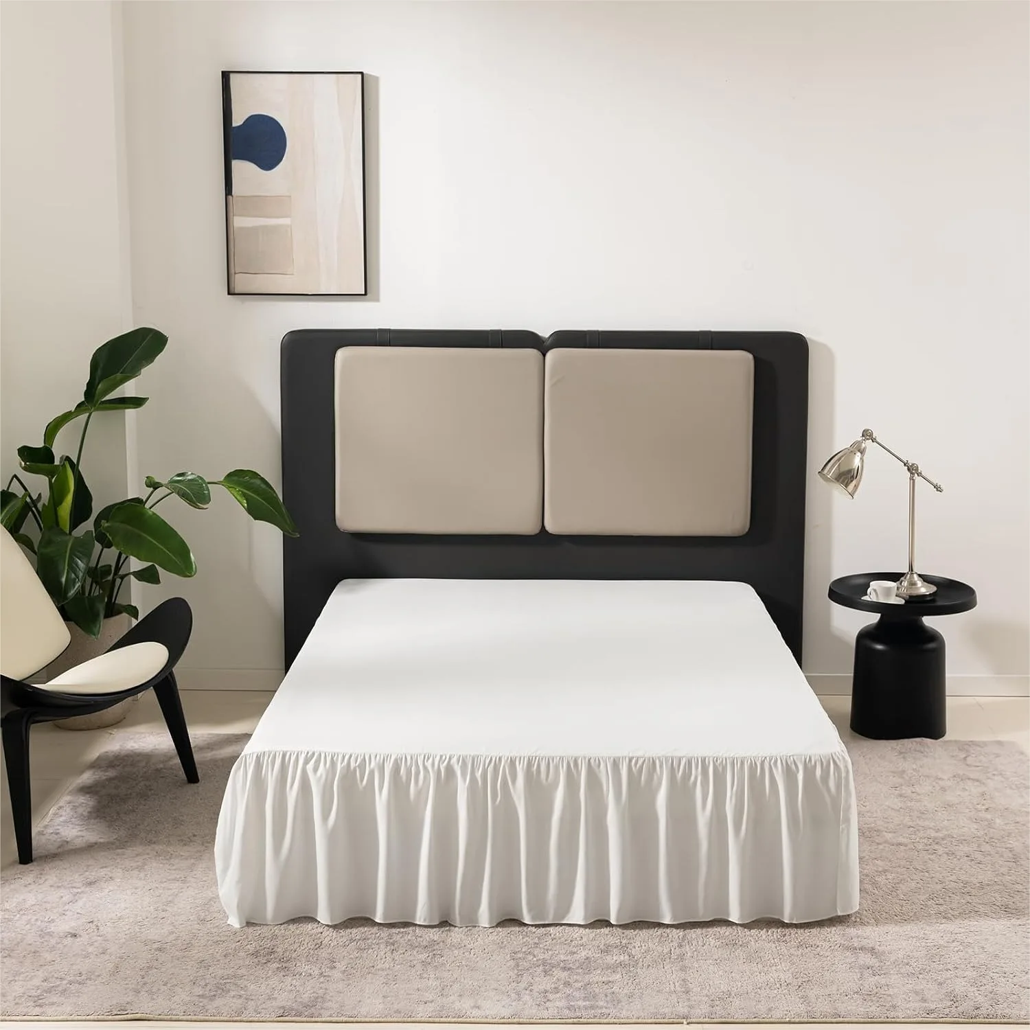 

Ruffled Bed Skirt Queen Size 14 Inch Drop with Split Corners, Soft Microfiber Bed Skirt for Queen Bed, Ivory