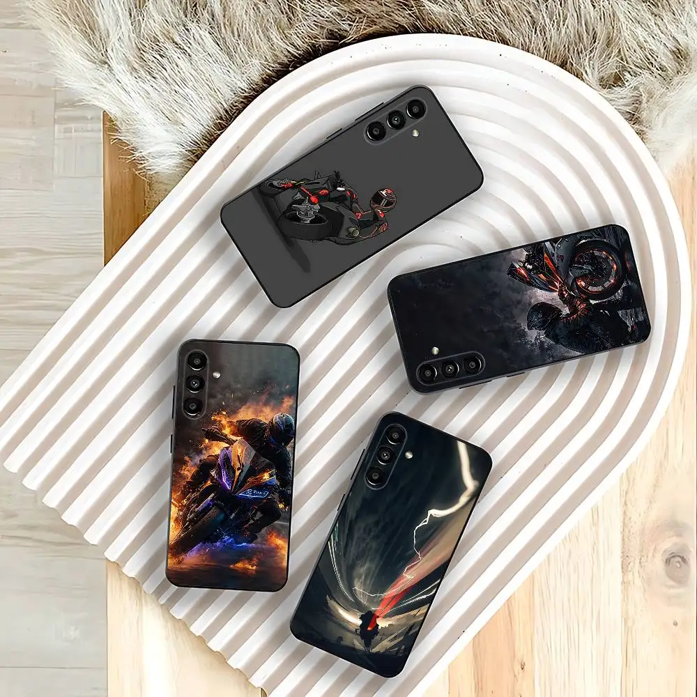 

Motorcycle Rider Phone Case For Samsung Galaxy A73,31,32,72,41,53,52,71,22,5G,Note,J7,8,9 Soft Black Cover