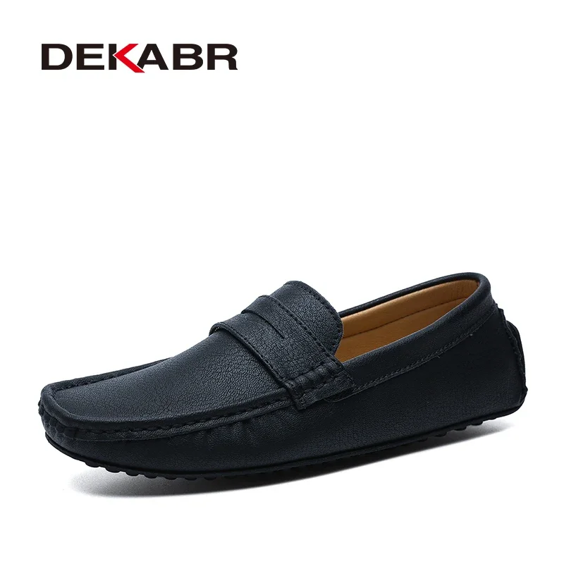 DEKABR Fashion Men Shoes Genuine Leather Casual Shoes Classic Mens Loafers Slip On Men's Flats Driving Shoes Plus Size 49 image 5