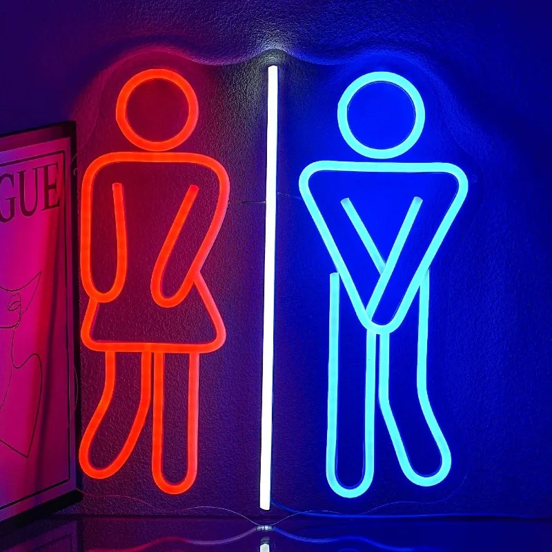 XM Bathroom Neon for Wall Decoration Toilet Neon Dimmable Toilet USB Power Red Blue Neon for Bathroom Bathroom Bedroom Bar