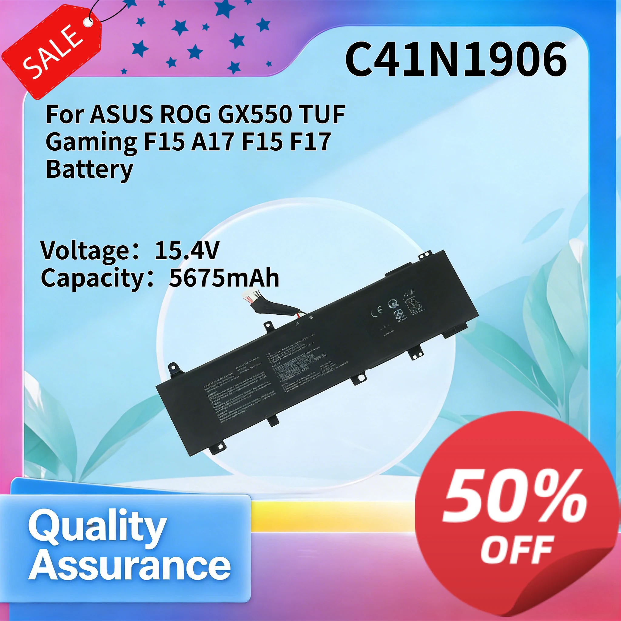 C41N1906 5675mAh 15.4V High Quality Gaming Laptop Battery Compatible with ASUS ROG GX550 TUF Gaming F15 A17 F17