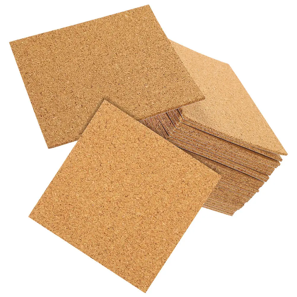 40Pcs Cork Squares 4x4 Inch with Strong Adhesive Backing for Coasters Tables Furniture DIY Crafts Natural Insulation Shock