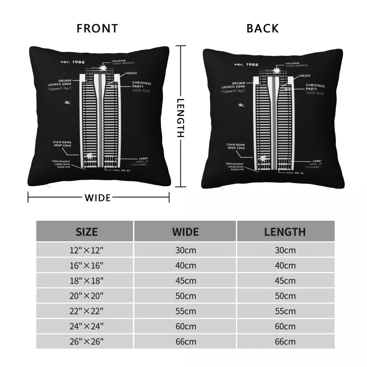 Nakatomi Diagram Square Pillowcase Pillow Cover Cushion Zip Decorative Comfort Throw Pillow for Home Bedroom