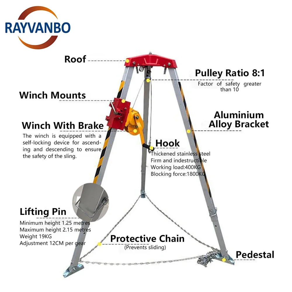 

Aluminum Tripod Rescue Tripod Workplace Safety Tripod Used for Security Accident Fall Protection