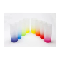 3 OZ Sublimate Frosted Glass Short Cup Creative Design Mini Wine Cup For Custom Candy Color Coffee Cup