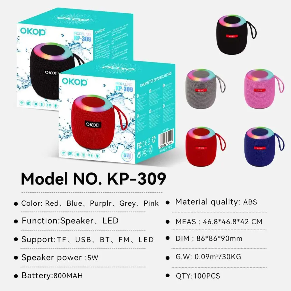 ลำโพงบลูทูธ OKOP ขนาดเล็ก, ซับวูฟเฟอร์พกพา, ลำโพง AI สำหรับใช้ในบ้านและนอกบ้าน แบตเตอรี่ใช้งานได้นาน, ลำโพงคุณภาพเสียงสูง