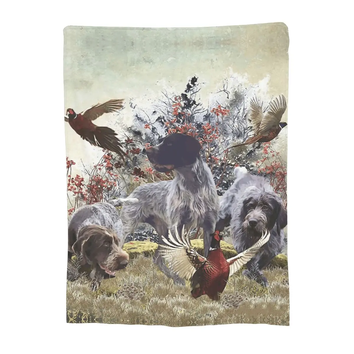 German Wirehaired Pointers Gundogs Blankets Soft Warm Flannel Throw Blanket Bedding for Bed Living room Picnic Travel Home Sofa