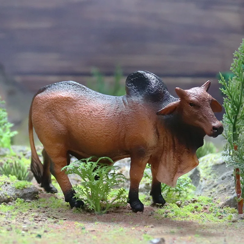 OozDec-modelo de Animal de vaca realista para niños, figurita de ganado de Río, juguete con decoración del hogar y fines educativos, Bos Indicus