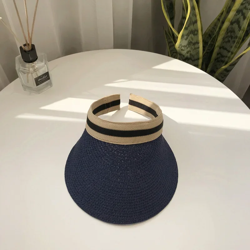 Lady Summer Empty Top Sun Visor Hat Summer Straw Wide Brim Sun Cap Uv Protection Hat